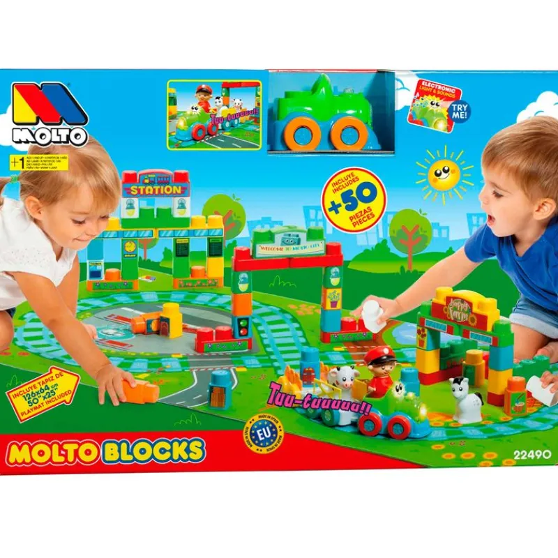 MOLTO Vehículos, Trenes Y Parkings-Blocks Tren + Tapiz