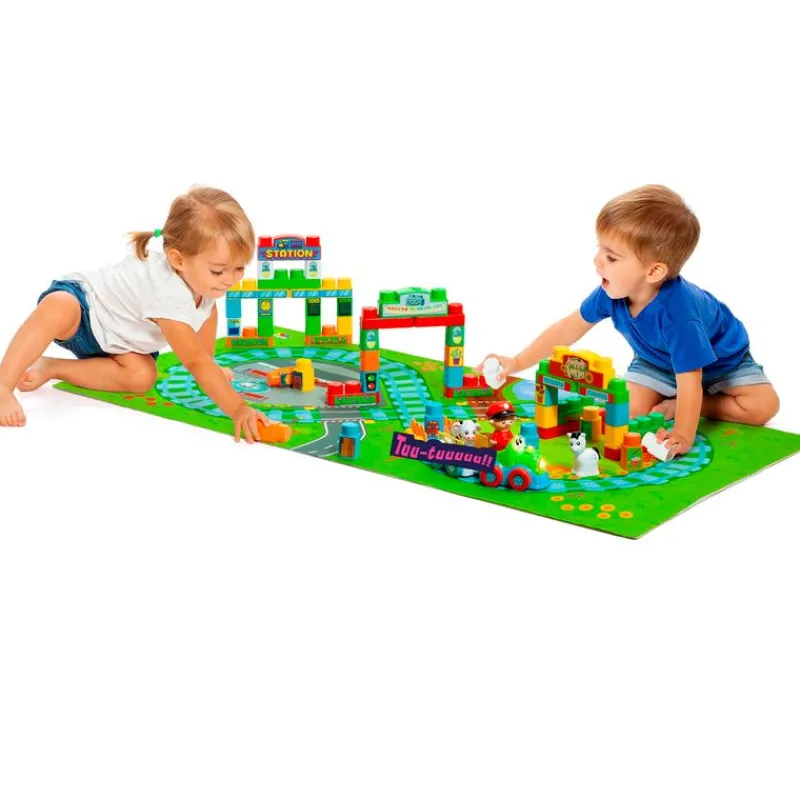 MOLTO Vehículos, Trenes Y Parkings-Blocks Tren + Tapiz