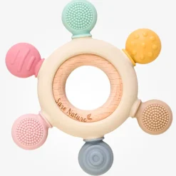 SARO Chupetes Y Dentición|Juegos De Madera-Mordedor madera y silicona sensorial