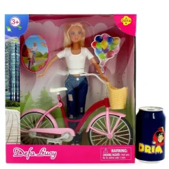 DRIM DISCOUNT Muñecas-Muñeca Fashion Blanca con Bicicleta