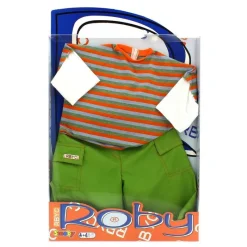 SMOBY Muñecas-Muñeco Roby Conjunto Camiseta a Rayas y Pantalones Verdes