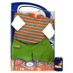 SMOBY Muñecas-Muñeco Roby Conjunto Camiseta a Rayas y Pantalones Verdes