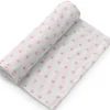 Muselina 120*120 bambu Stars Blanco/ Rosa*INTERBABY Online