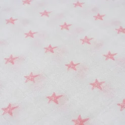 Muselina 120*120 bambu Stars Blanco/ Rosa*INTERBABY Online