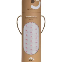 Muselina 120*120 bambu Stars Blanco/ Rosa*INTERBABY Online