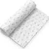 INTERBABY Ropa De Cuna-Muselina 120*120 bambu Stars Blanco/ Gris