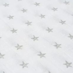 INTERBABY Ropa De Cuna-Muselina 120*120 bambu Stars Blanco/ Gris