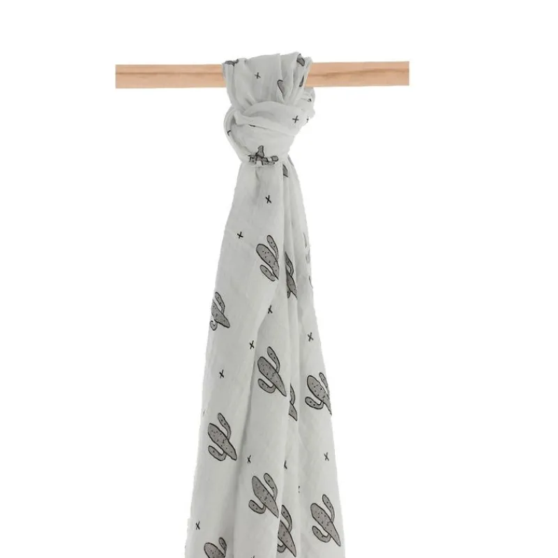 PIRULOS Ropa De Cuna-Muselina Bambú 120x120 cm Cactus Gris