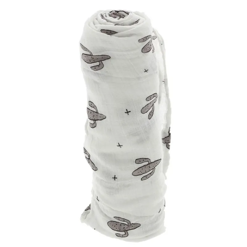 PIRULOS Ropa De Cuna-Muselina Bambú 120x120 cm Cactus Gris