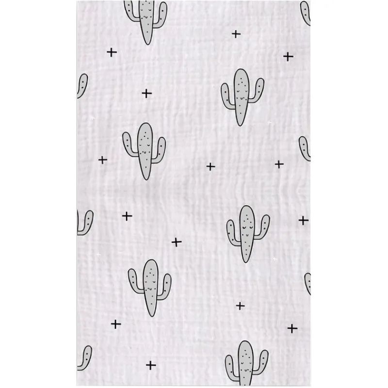PIRULOS Ropa De Cuna-Muselina Bambú 120x120 cm Cactus Gris