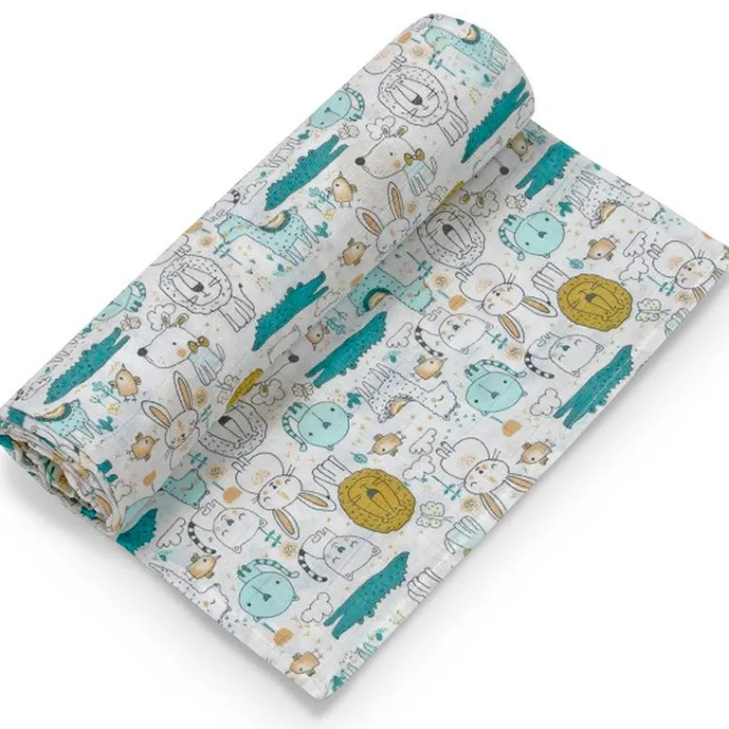 INTERBABY Ropa De Cuna-Muselina bambu 120*120 animalitos