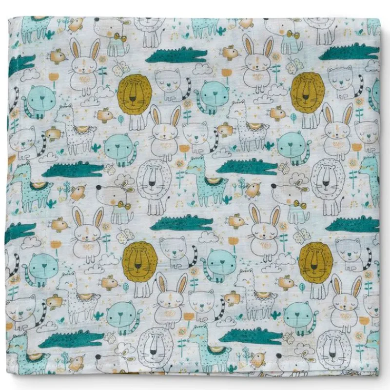 INTERBABY Ropa De Cuna-Muselina bambu 120*120 animalitos
