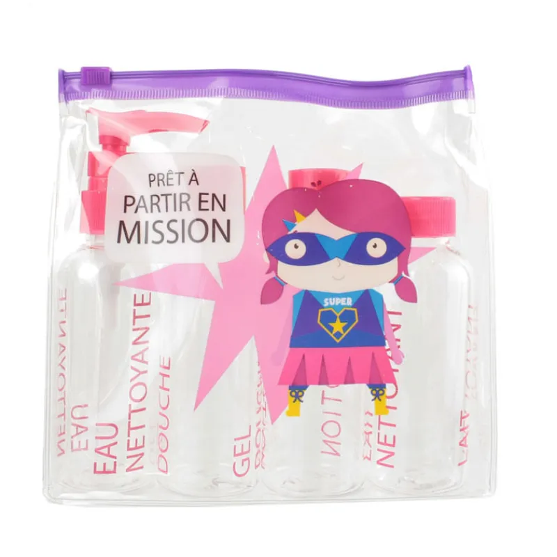 Neceser Kit de viaje 4 botes Super Nena Lila*TOM&ZOÉ Discount