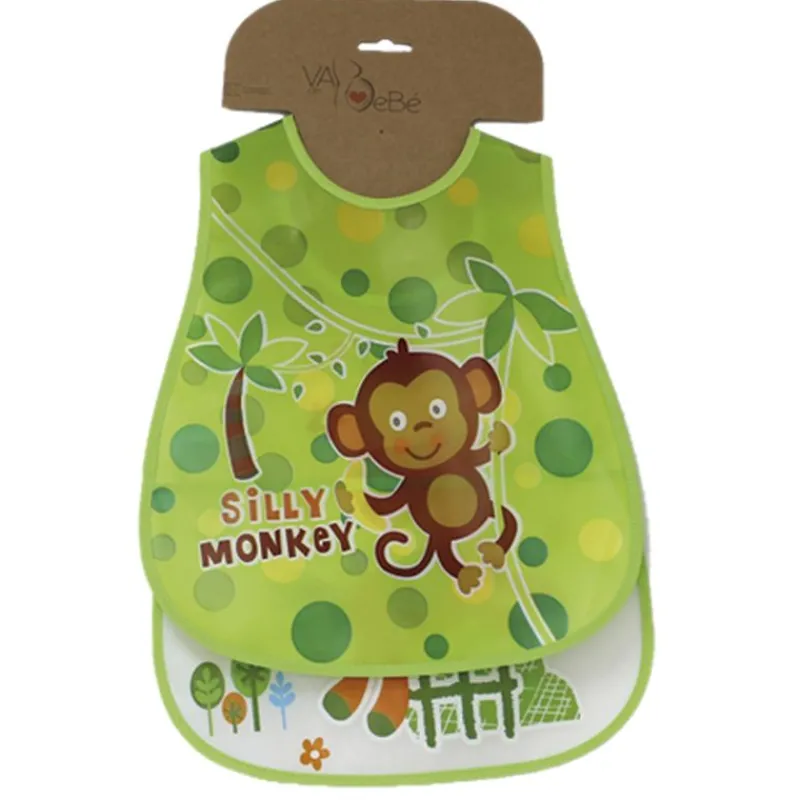VADEBEBE Baberos-Pack 2 baberos Peva Horse/ Monkey