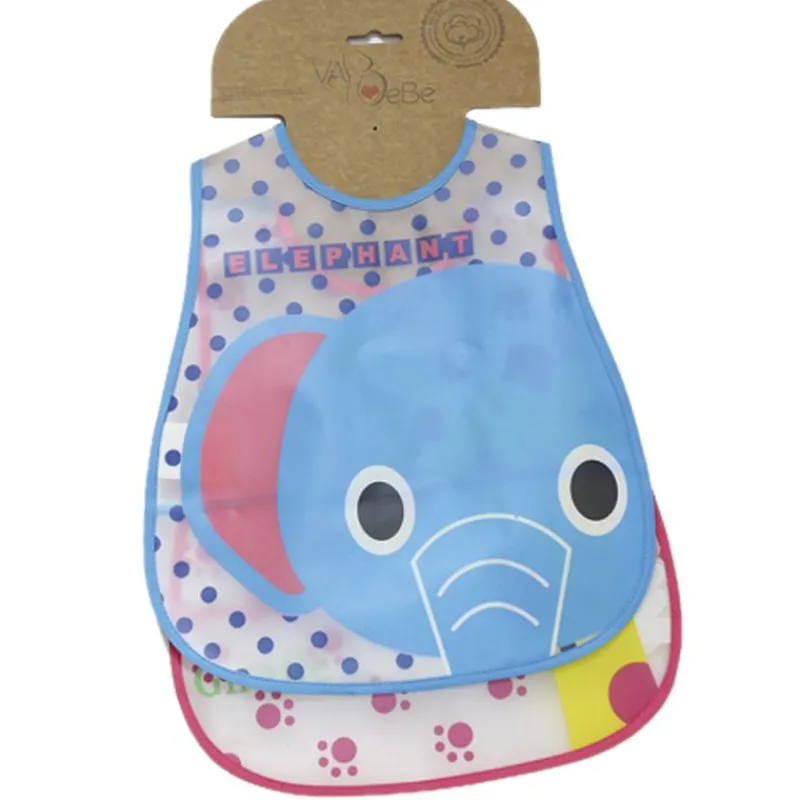 VADEBEBE Baberos-Pack 2 baberos Peva Elephant / Jirafa
