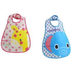 VADEBEBE Baberos-Pack 2 baberos Peva Elephant / Jirafa