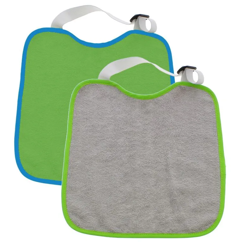 Pack 2 Baberos rizo con goma ajustable Verde/Gris*VADEBEBE Sale