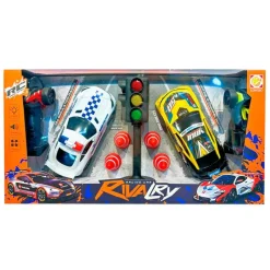 DRIM DISCOUNT Vehículos, Trenes Y Parkings-Pack 2 Coches R/C Escala 1:22 con Semáforo