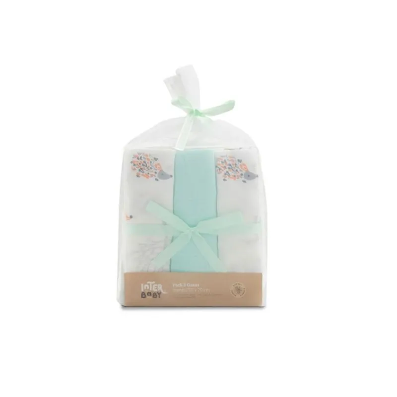 INTERBABY Ropa De Cuna-Pack 3 gasitas verde