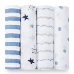 ADEN & ANAIS Ropa De Cuna-Pack 4 Muselina Algodón Rock Star