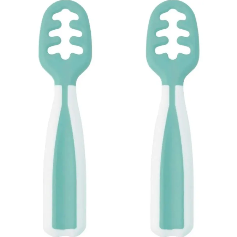 KIOKIDS Vajillas Infantiles-Pack 2 precucharas aprendizaje Verde