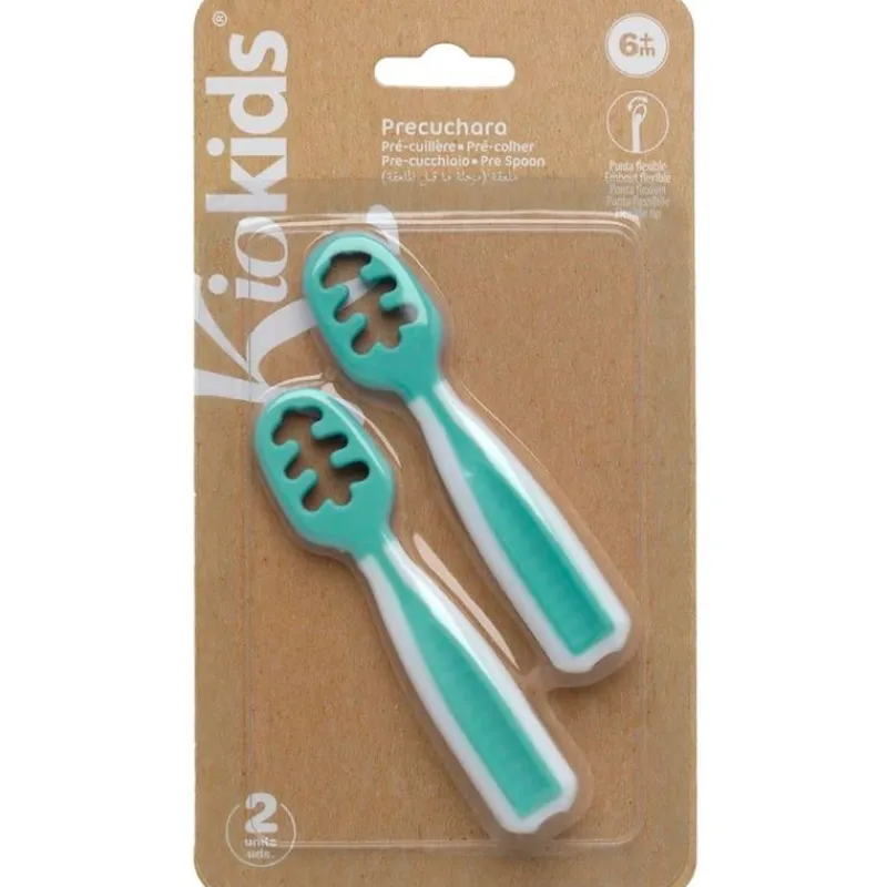KIOKIDS Vajillas Infantiles-Pack 2 precucharas aprendizaje Verde