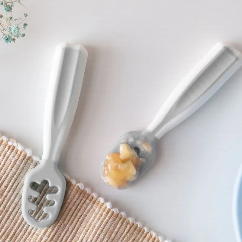 KIOKIDS Vajillas Infantiles-Pack 2 precucharas aprendizaje Gris