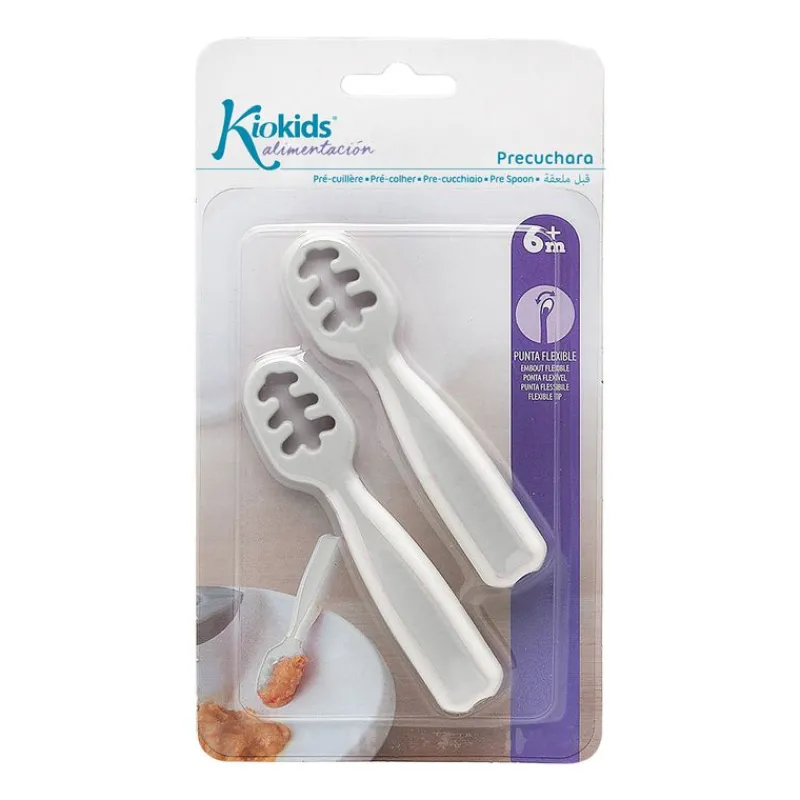 KIOKIDS Vajillas Infantiles-Pack 2 precucharas aprendizaje Gris