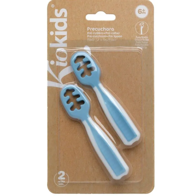 KIOKIDS Vajillas Infantiles-Pack 2 precucharas aprendizaje Azul