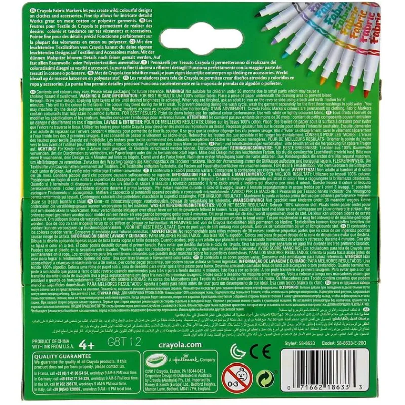 Pack 10 Rotuladores de Tela*CRAYOLA