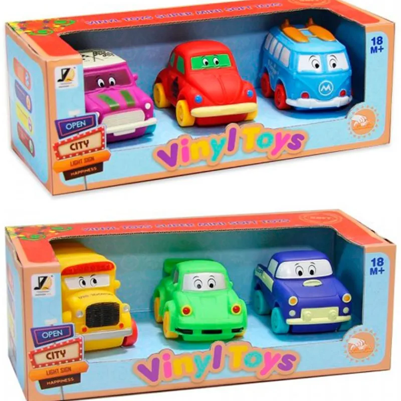 DRIM DISCOUNT Vehículos, Trenes Y Parkings-Pack 3 Vehículos Blandos Surtidos