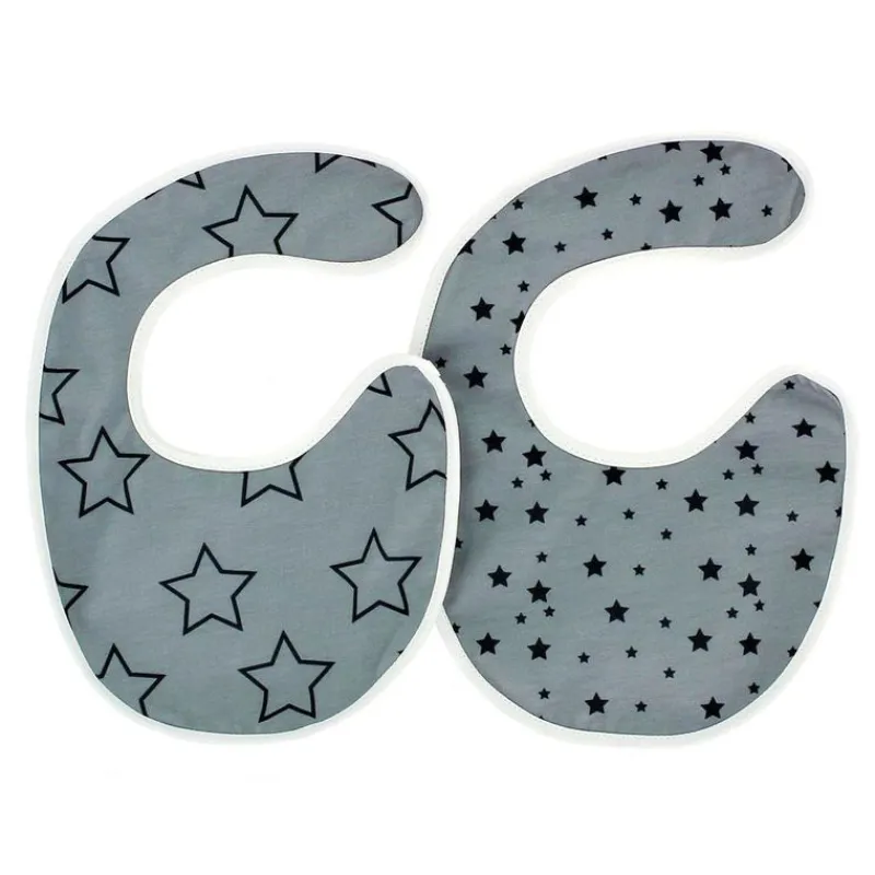 VADEBEBE Baberos-Pack baberos Gris Estrella Negra