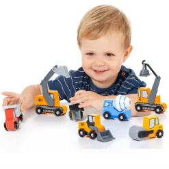 MOLTO Vehículos, Trenes Y Parkings|Primera Infancia Y Preescolar-Pack Camiones de Construcción Madera
