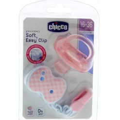 CHICCO Chupetes Y Dentición-Pack chupete + cadena Soft Silicona +16 Meses Rosa