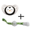 CHICCO Chupetes Y Dentición-Pack Chupete silicona + cadena portachupete 12m+ Pingüino