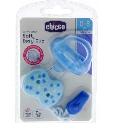 Pack chupete y cadenaSoft Silicona +16 Meses azul*CHICCO Online