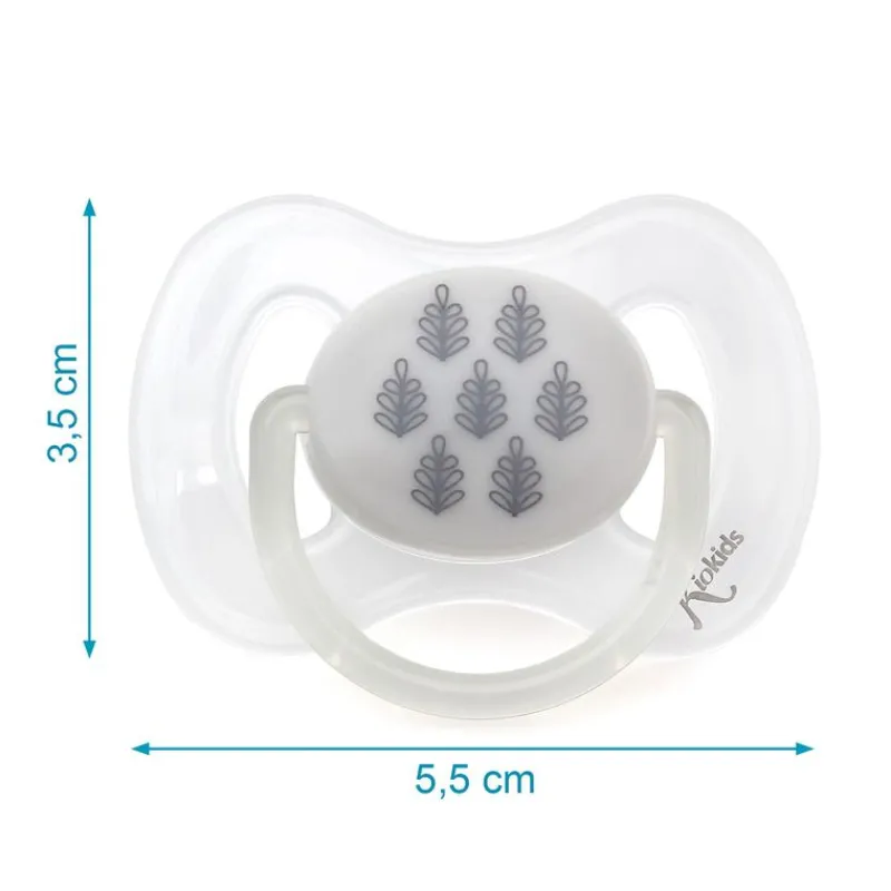 KIOKIDS Chupetes Y Dentición-Pack de 2 chupetes ortodónticos Rosa y Gris 6-18 meses