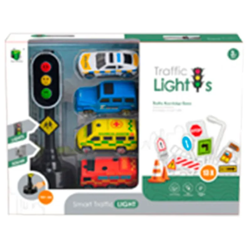 DRIM DISCOUNT Vehículos, Trenes Y Parkings-Pack Vehículos con Semáforo y Accesorios