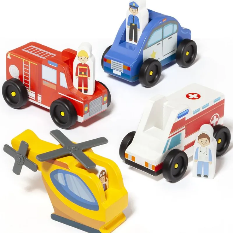 MOLTO Vehículos, Trenes Y Parkings|Primera Infancia Y Preescolar-Pack Vehículos Emergencias Madera