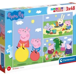 CLEMENTONI Puzzles Y Construcciones-Peppa Pig Puzzles 3x48 Piezas