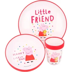 STOR Vajillas Infantiles-Peppa Pig Vajilla 3 Piezas Antideslizante