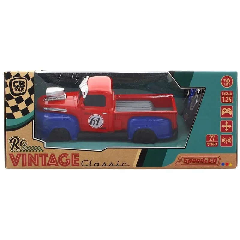 SELECCION DRIM Coches Radio Control (R/C)-Pick-Up American Vintage Roja R/C a Escala 1:24