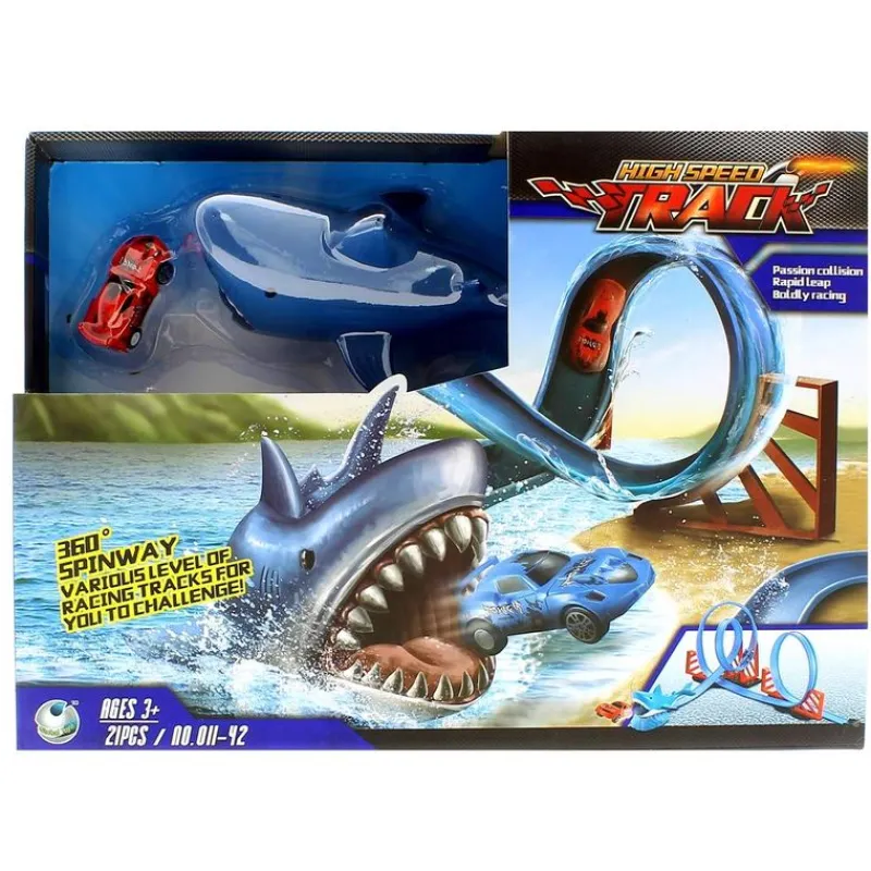 DRIM DISCOUNT Vehículos, Trenes Y Parkings-Pista Lanzadera Tiburón con Looping