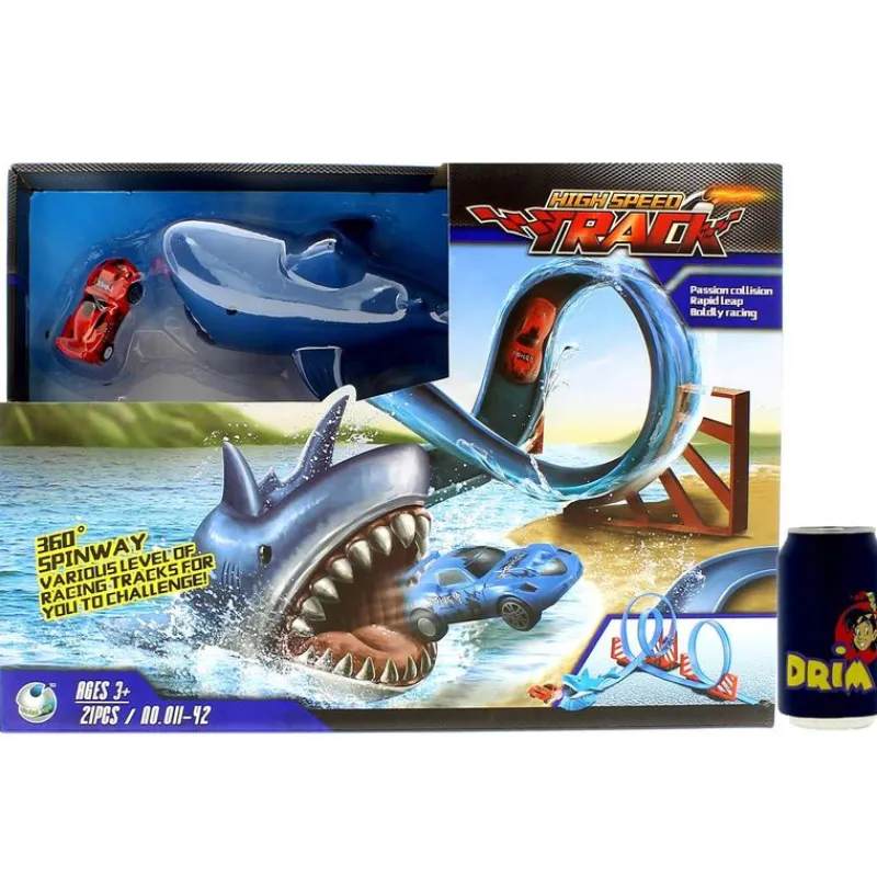 DRIM DISCOUNT Vehículos, Trenes Y Parkings-Pista Lanzadera Tiburón con Looping