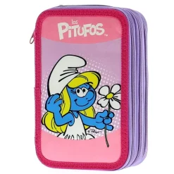SELECCION DRIM Escolar-Pitufina Estuche Triple Lleno