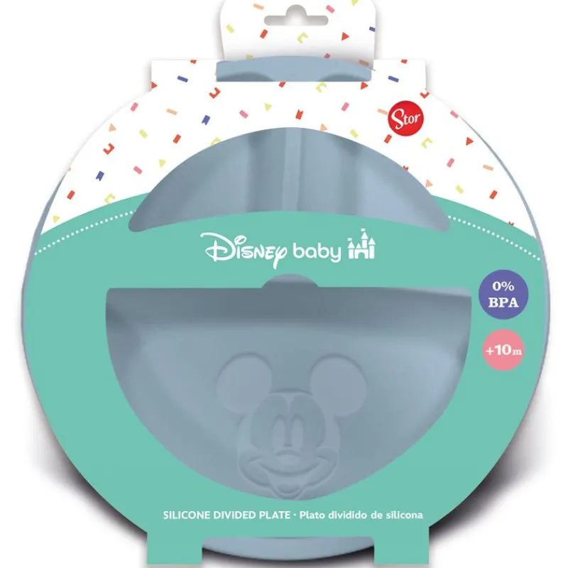 STOR Vajillas Infantiles-Plato compartimentos silicona Mickey Mouse