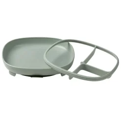 B.BOX Vajillas Infantiles-Plato de silicona 2 en 1 con compartimentos extraíbles Menta