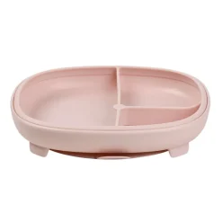 B.BOX Vajillas Infantiles-Plato de silicona 2 en 1 con compartimentos extraíbles Rosa