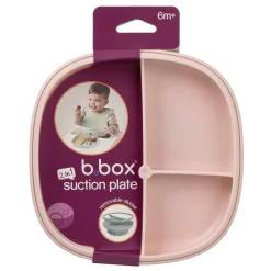 B.BOX Vajillas Infantiles-Plato de silicona 2 en 1 con compartimentos extraíbles Rosa