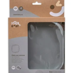 INTERBABY Vajillas Infantiles-Plato llano silicona antideslizamiento Gris